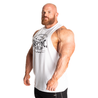 A classic cut out tank with dropped armholes and raw cut edges. - GASP