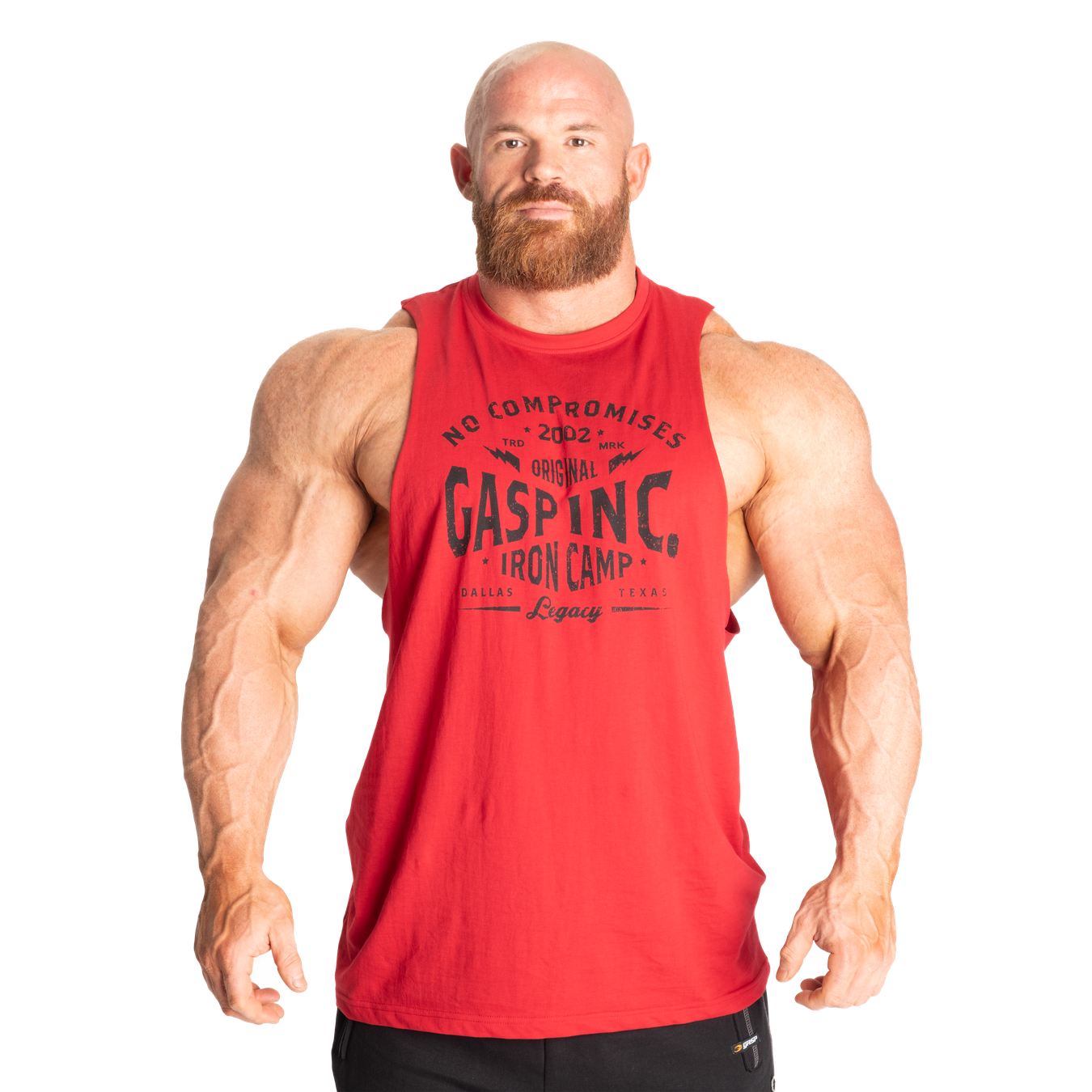 A classic cut out tank with dropped armholes and raw cut edges. - GASP