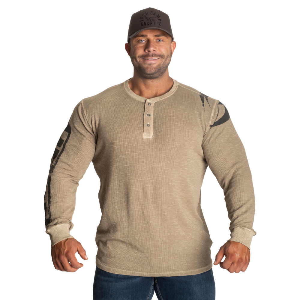 A classic old school henley in a washed and soft fabric. - GASP