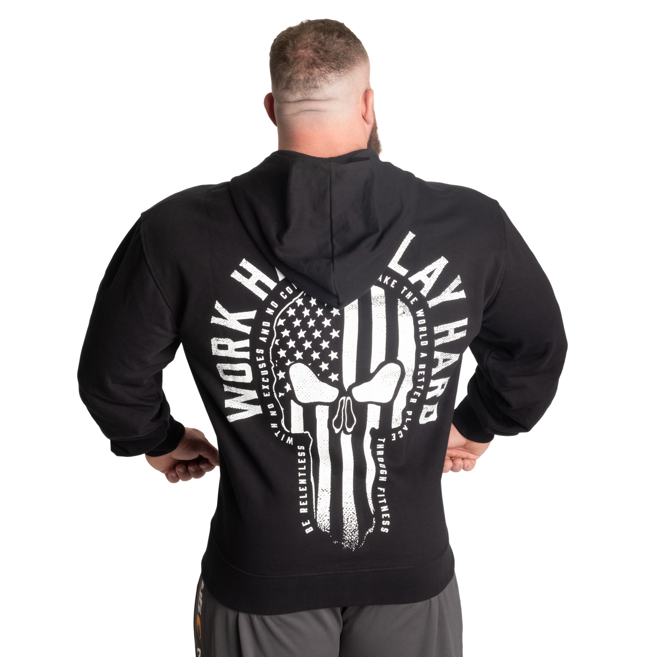 A classic zip hoodie with an oversized back print. - GASP