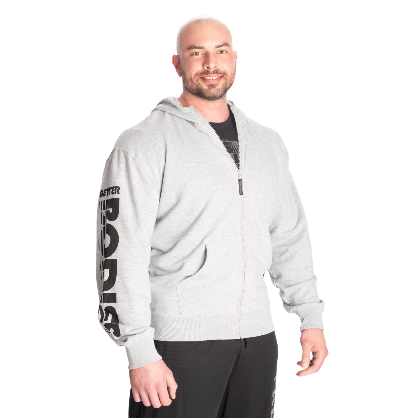 A classic zip hoodie with minimal branding to allow for your